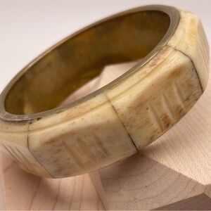 Vintage Style Cream Carved Bone Bracelet